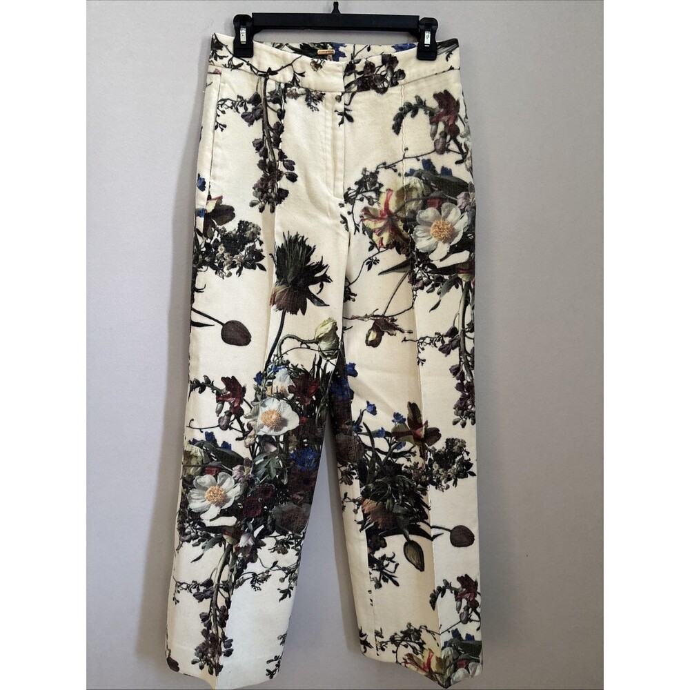 Adam Lippes Authenticated Floral Bouquet Wide-Leg Trouser Designer Wool SOHO sz6